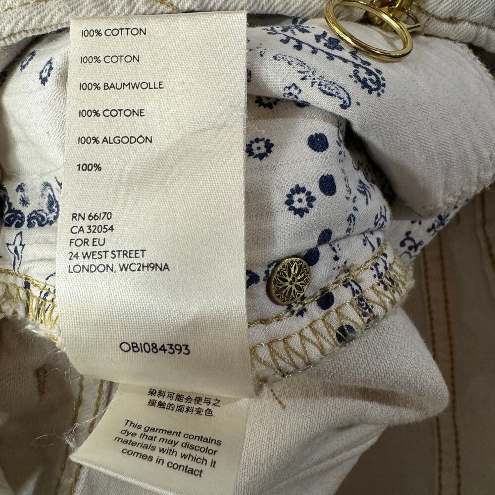 Free People SZ 8 Sunkissed Jean Overalls Zip-Front Frayed Hems Beige We the Free - Picture 12 of 12